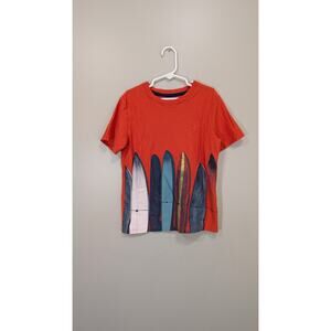 Tea Collection Surfboard Graphic T-Shirt Orange Beach Surf Boho Travel - Size 8